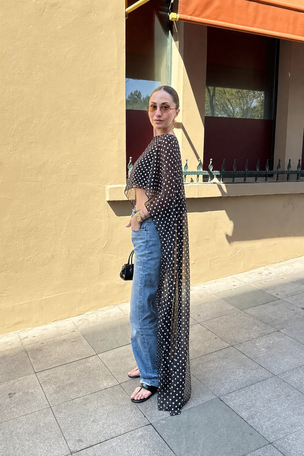 Noir Dots Cape Top