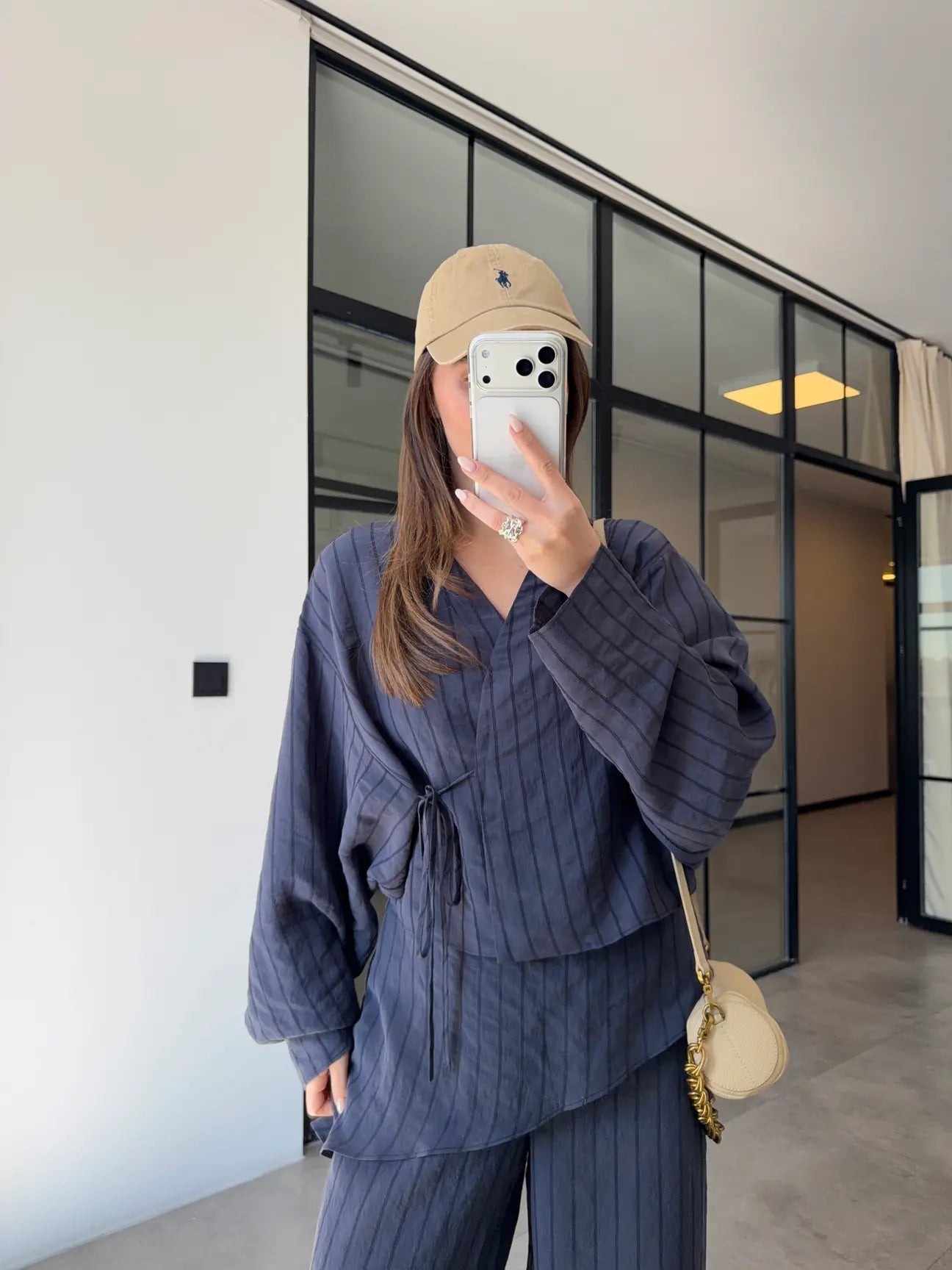 Linen Touch Striped Set     Midnight Blue