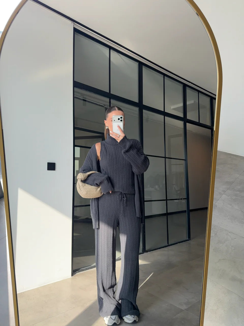 Grey Knit Three-Piece Set