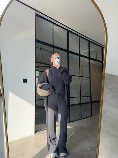 Grey Knit Three-Piece Set