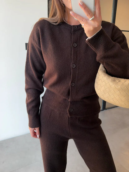 Cocoon Knit Set in Brown