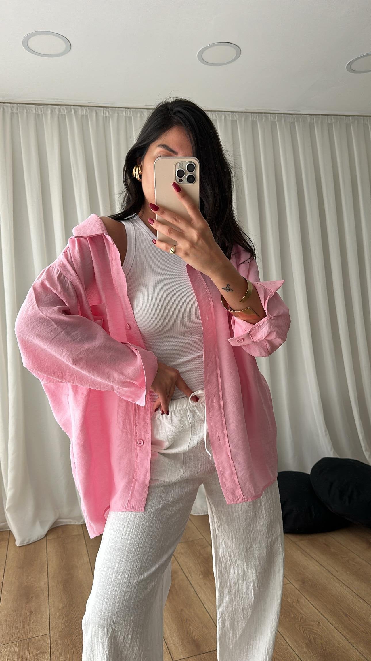 Flowy Modal Shirt – Soft Pink