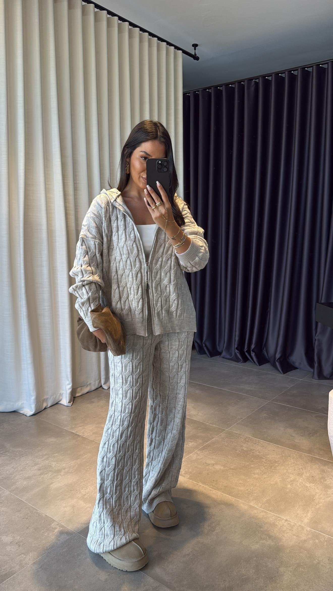 Cable Knit Set in Light sandy beige