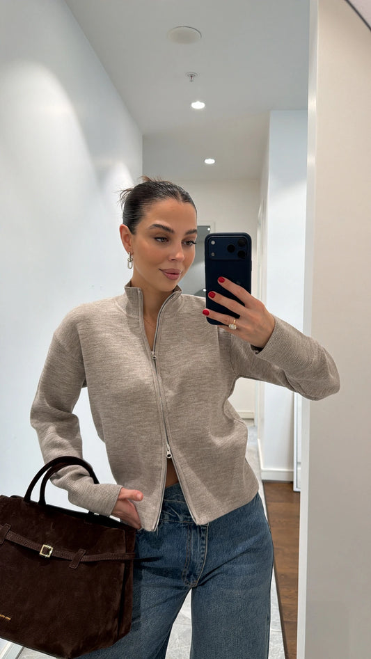 Essential Ribbed Zip Cardigan