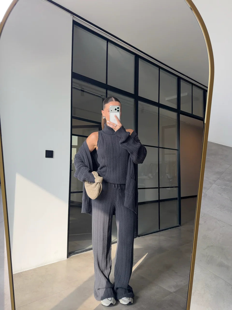 Grey Knit Three-Piece Set