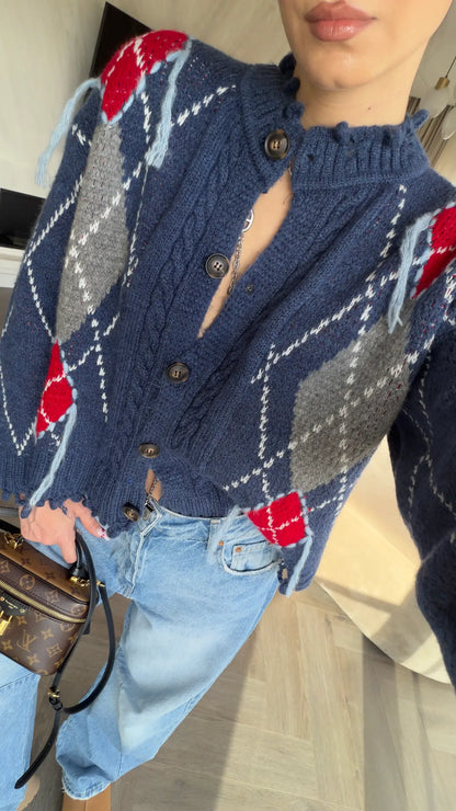 Argyle Knit Cardigan