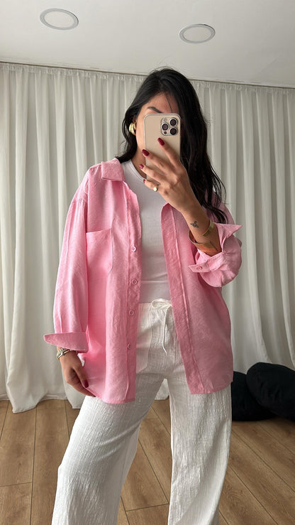 Flowy Modal Shirt – Soft Pink