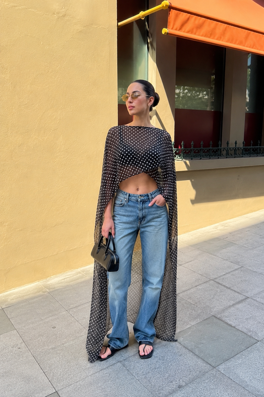 Noir Dots Cape Top