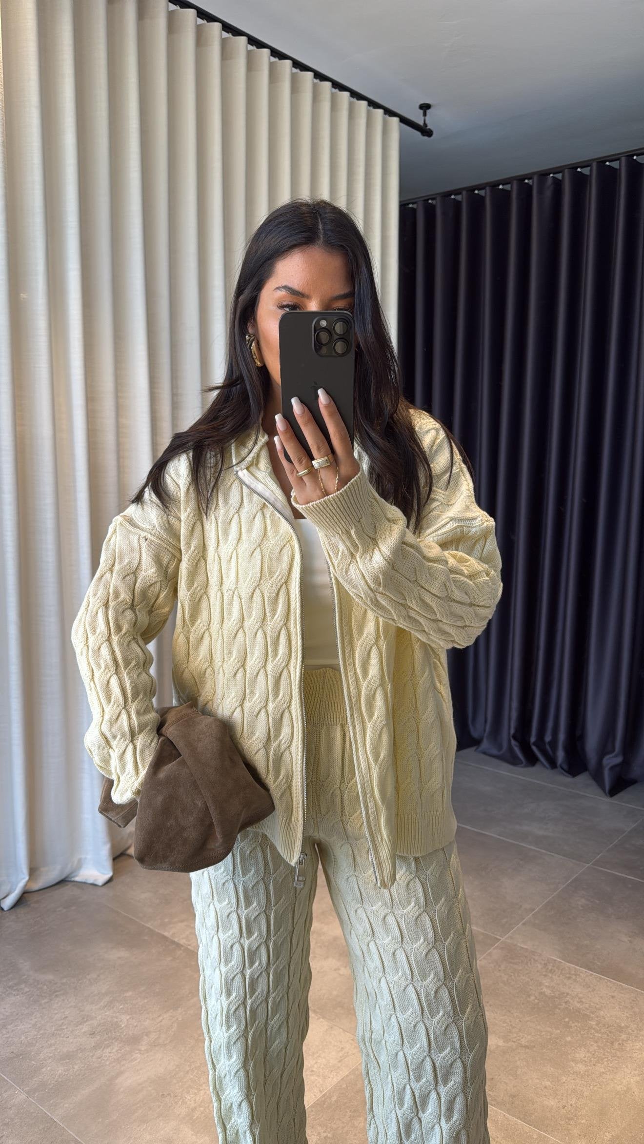 Cable Knit Set in Butter Yellow