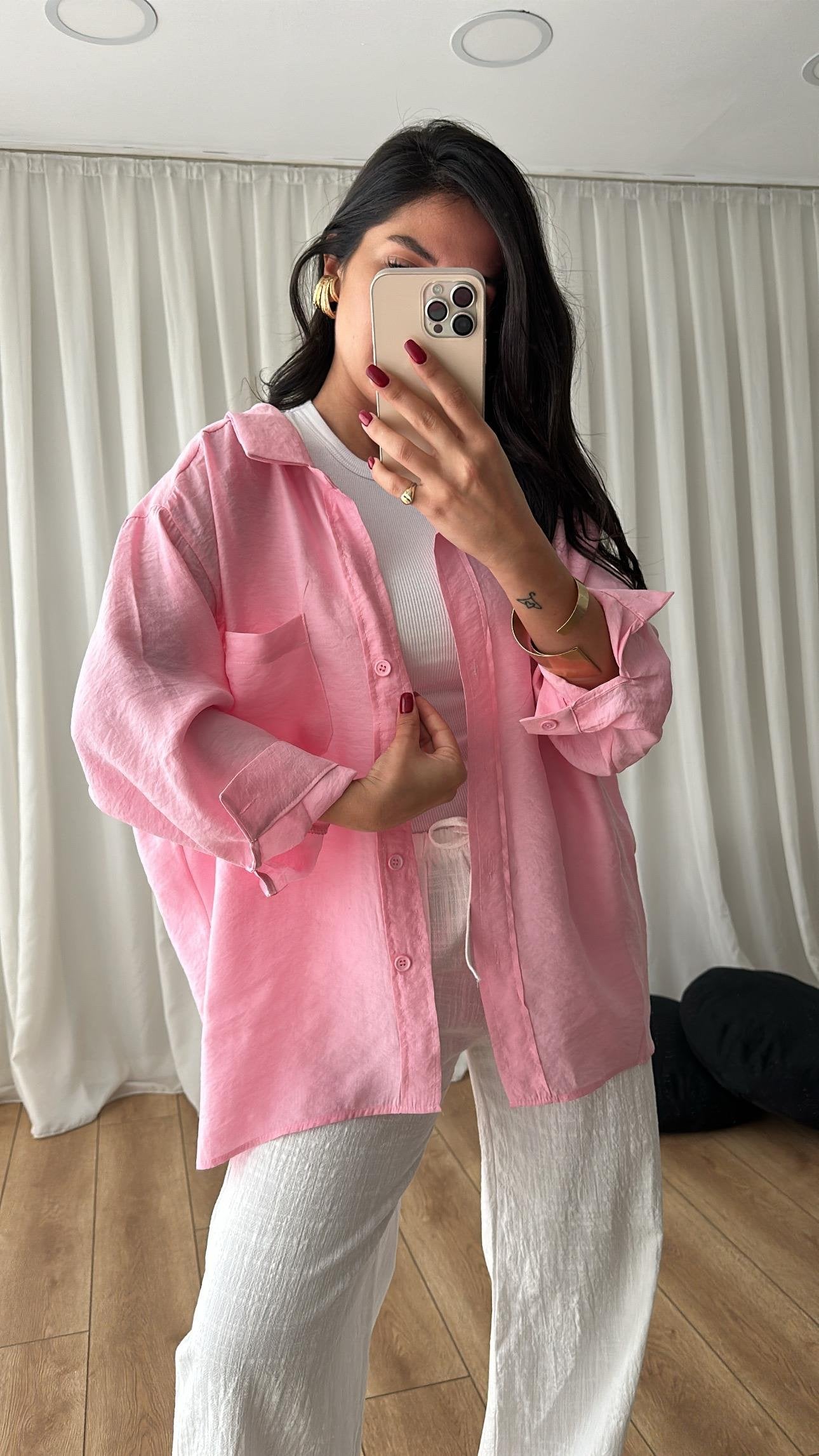 Flowy Modal Shirt – Soft Pink