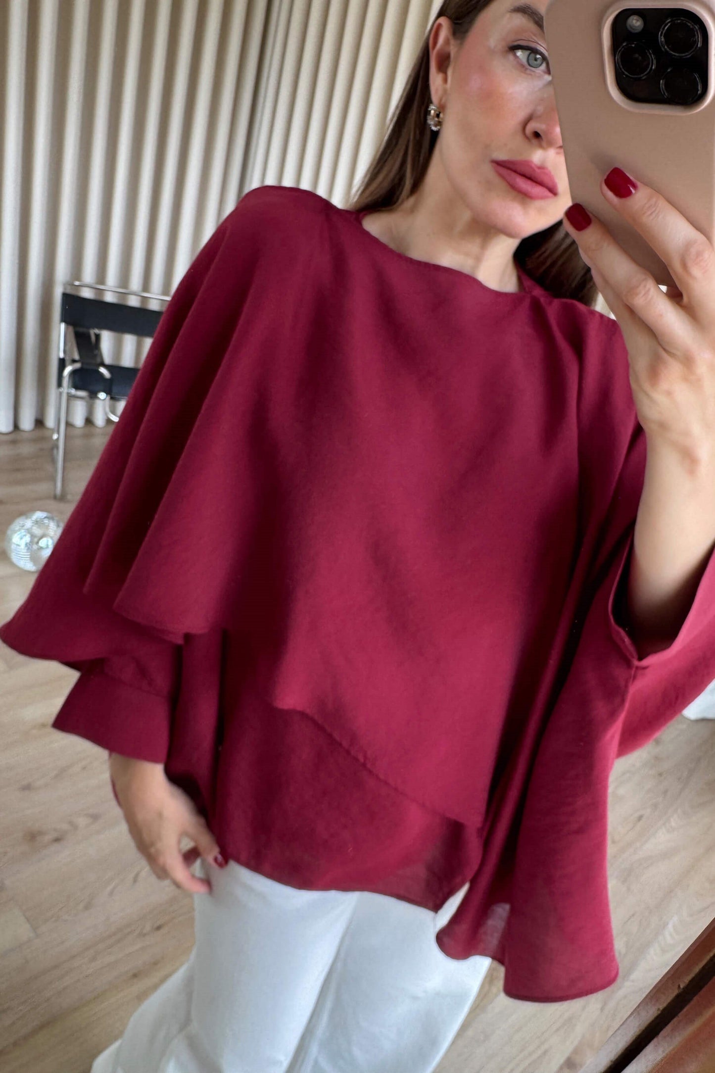 Flowy Layered Blouse in burgundy