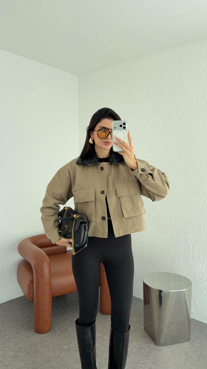 Detachable Leather Collar Jacket