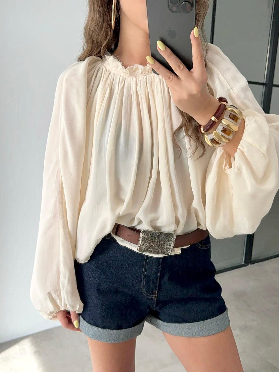 Silken Linen Glow Blouse