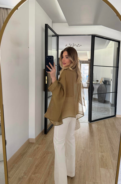 Flowy Layered Blouse in olive