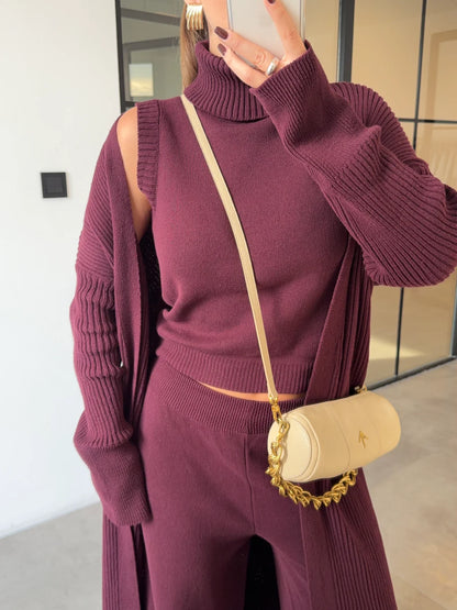 Burgundy Lounge Knit Set