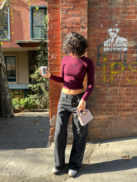 Mulberry Ribbed Cotton Top