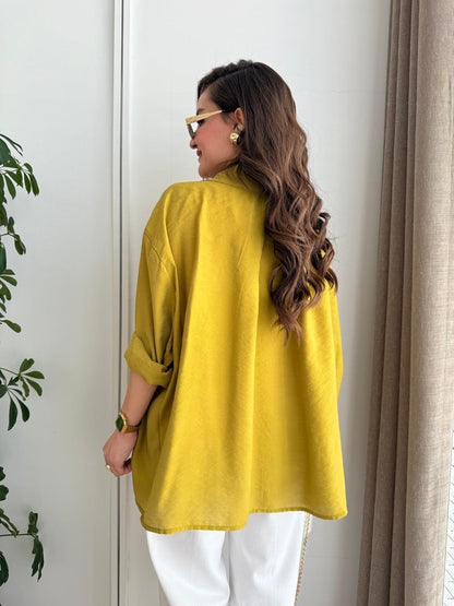 Flowy Modal Shirt – Olive Lime