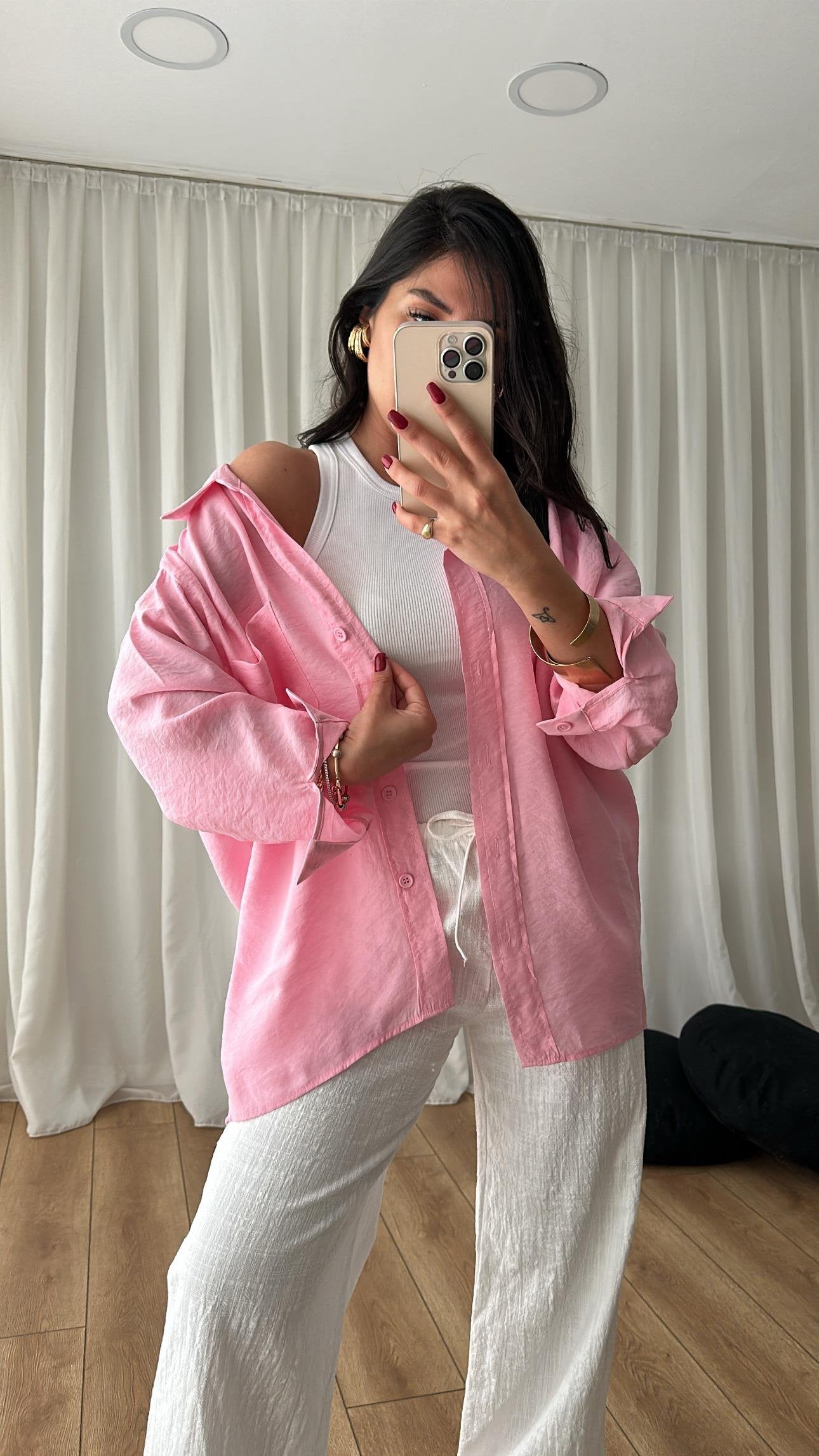 Flowy Modal Shirt – Soft Pink