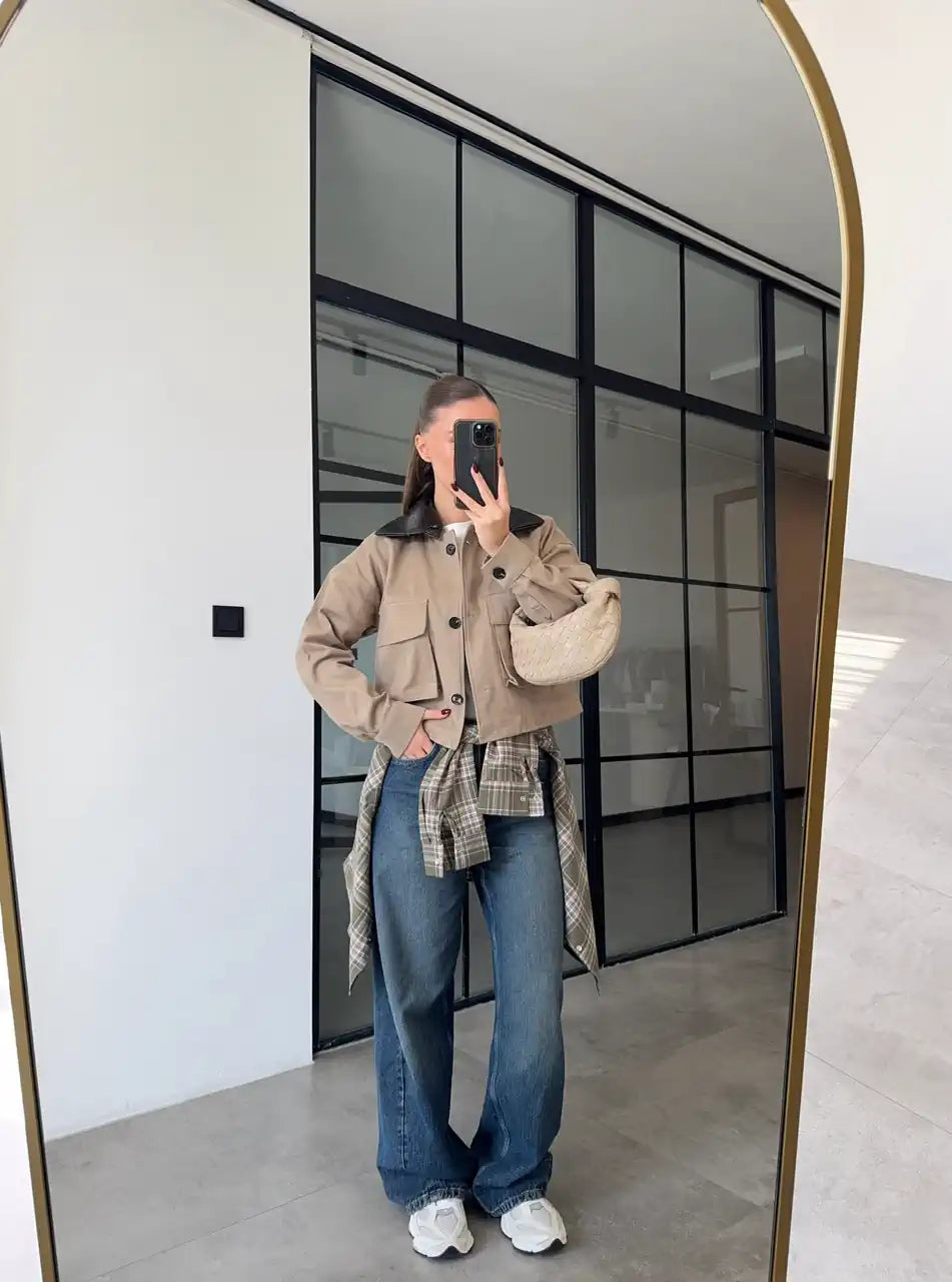 Detachable Leather Collar Jacket