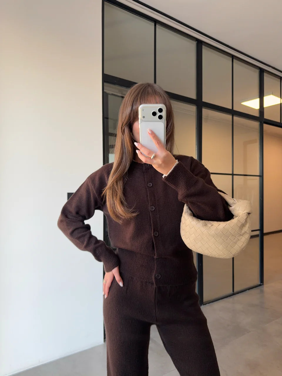 Cocoon Knit Set in Brown