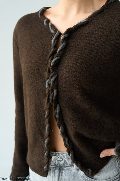 Braided Edge Knit Cardigan