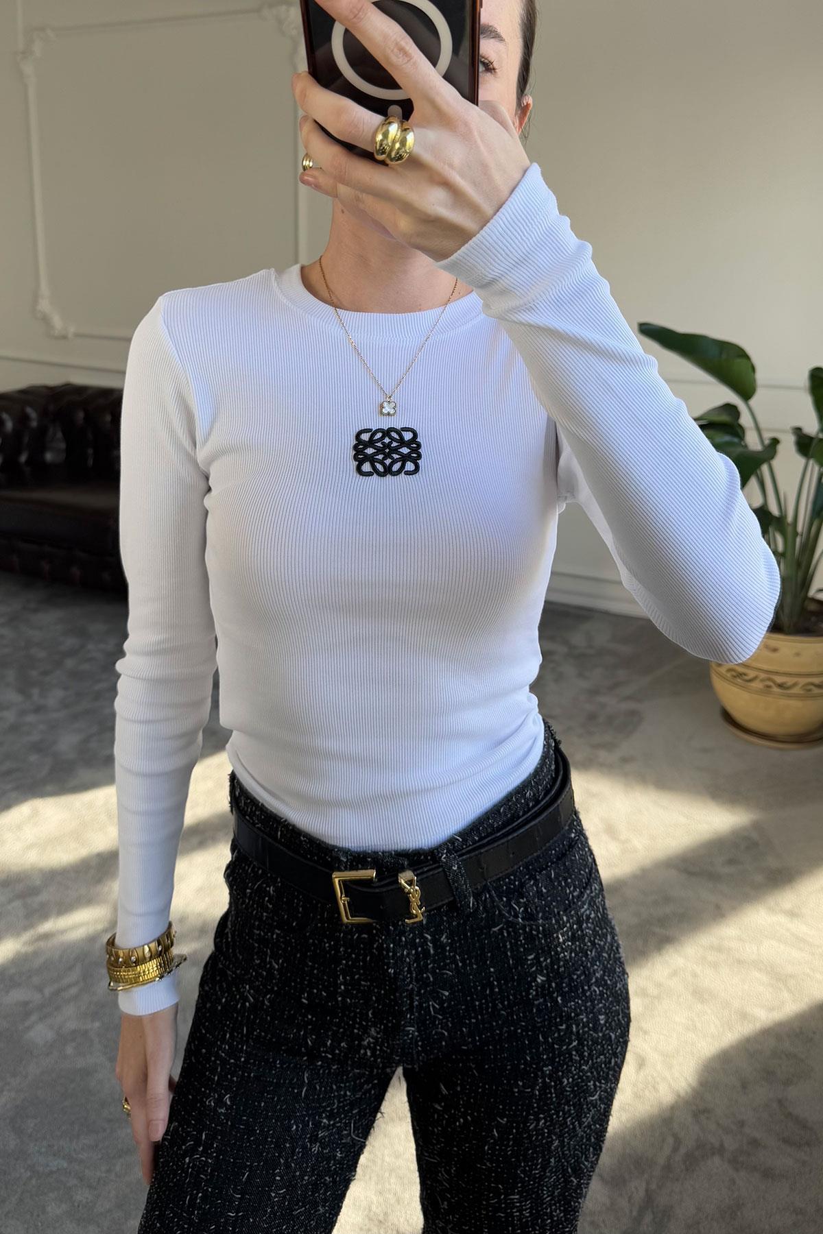 White Ribbed Cotton Top