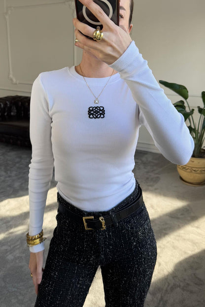 White Ribbed Cotton Top