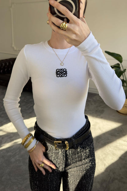 White Ribbed Cotton Top